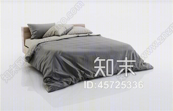 现代双人床下载3D模型下载【ID:45725336】