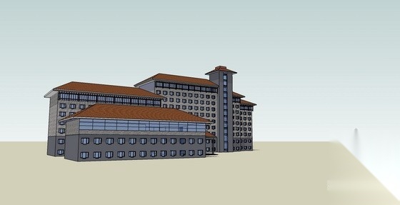 某九层中式休闲洗浴中心方案（含sketchup模型）cad施工图下载【ID:160726131】