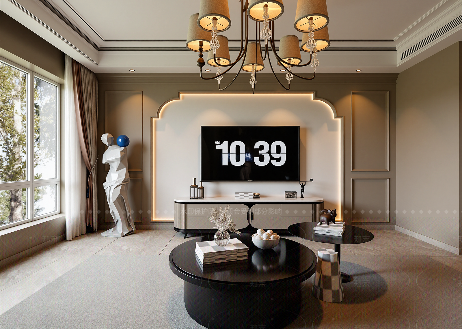 简欧家居客厅3D模型下载【ID:1214593866】