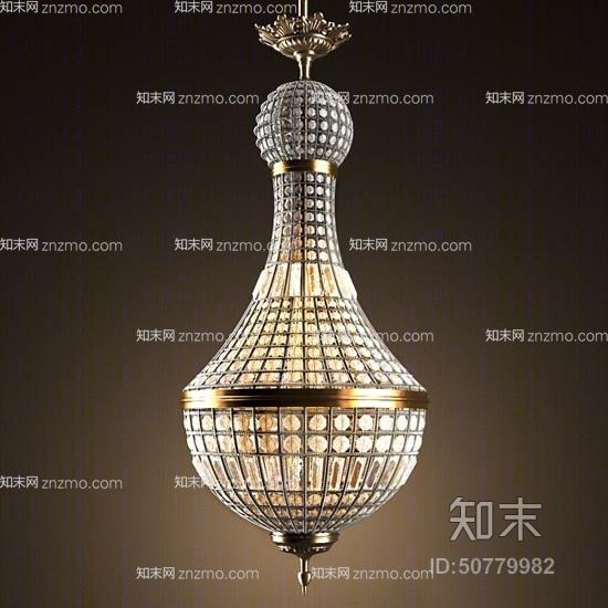 欧式简约黄色玻璃吊灯3D模型下载【ID:50779982】