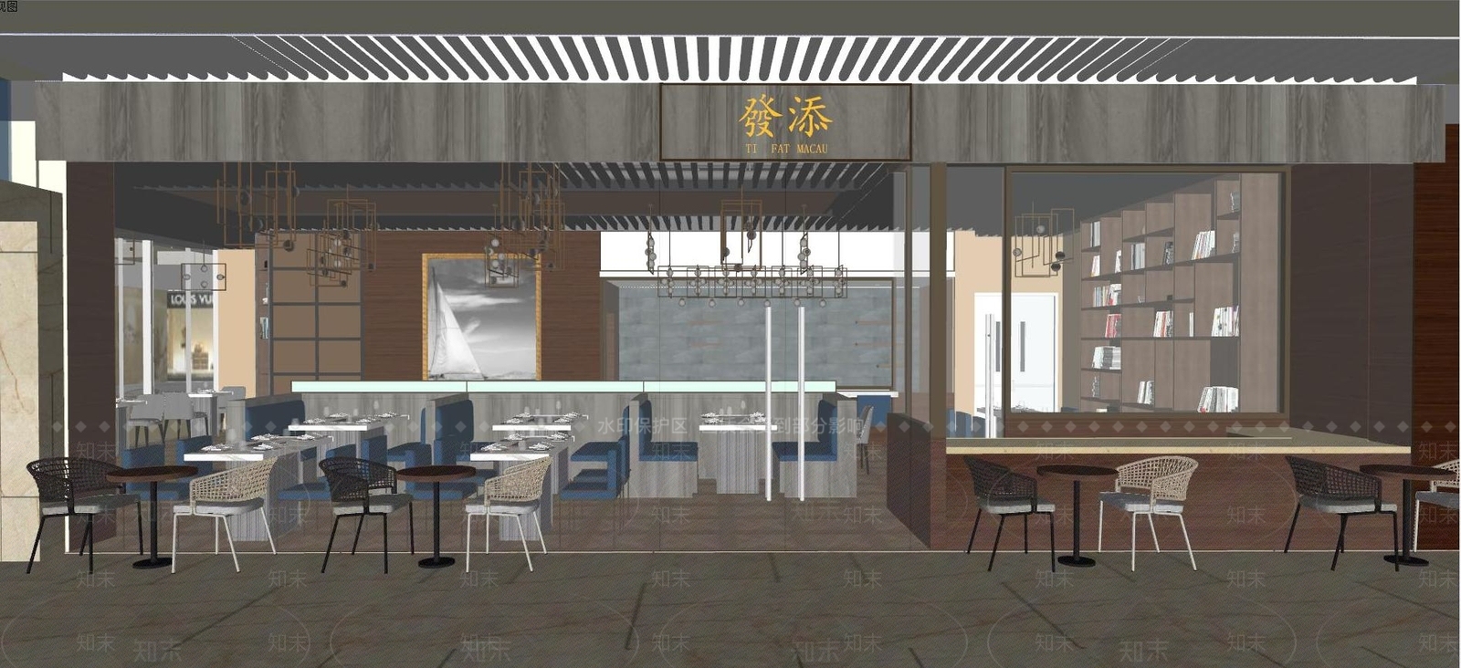 现代西餐厅SU模型下载【ID:1126142035】