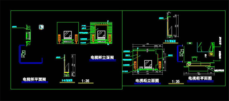 电视柜大样图CAD图纸cad施工图下载【ID:149767174】