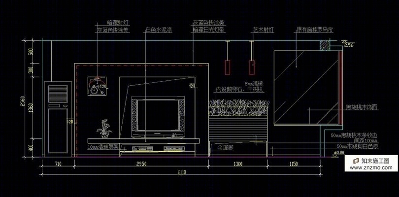 CAD客厅背景墙和电视背景墙施工图详解cad施工图下载【ID:66908819】