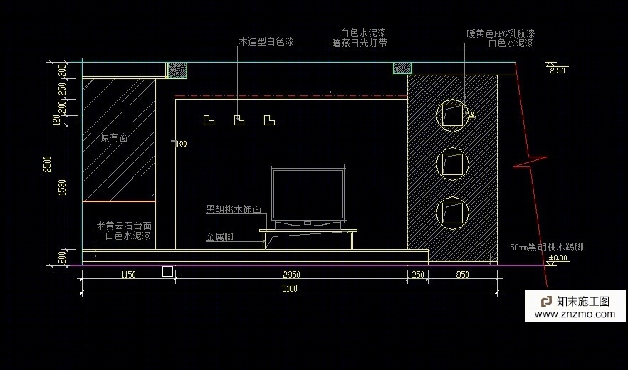 CAD客厅背景墙和电视背景墙施工图详解cad施工图下载【ID:66908819】