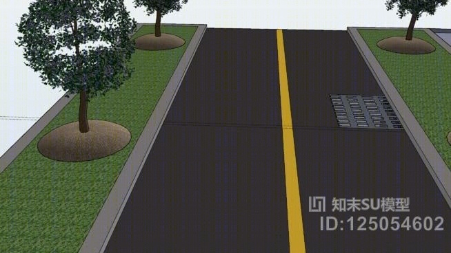 有树和雨水的路SU模型下载【ID:125054602】