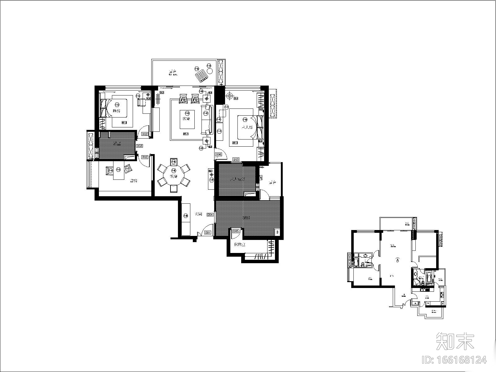 [上海]梁志天—上海东方曼哈頓样板房施工图丨施工图+实...cad施工图下载【ID:166168124】