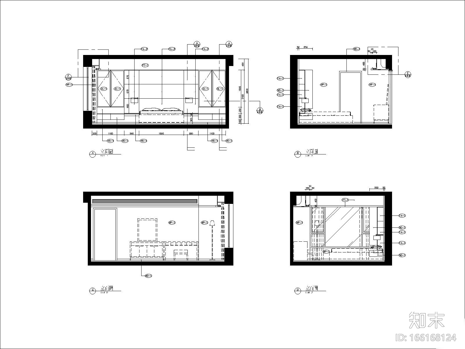 [上海]梁志天—上海东方曼哈頓样板房施工图丨施工图+实...cad施工图下载【ID:166168124】