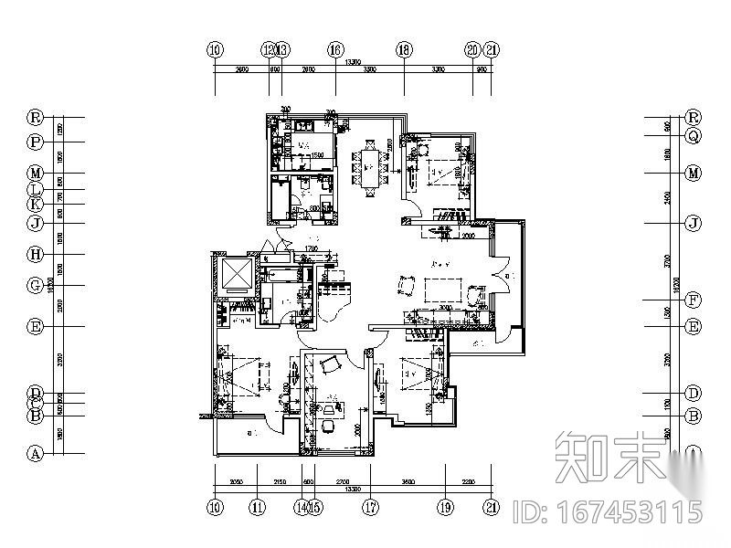 现代四居室样板房装修图施工图下载【ID:167453115】