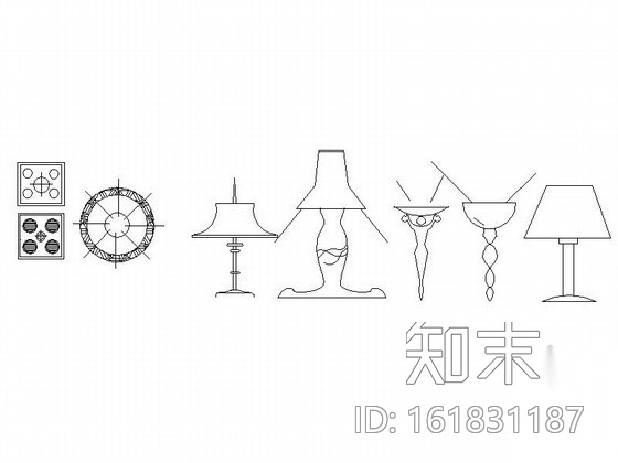 各式灯饰CAD图块下载施工图下载【ID:161831187】