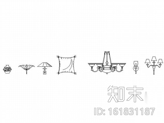 各式灯饰CAD图块下载cad施工图下载【ID:161831187】
