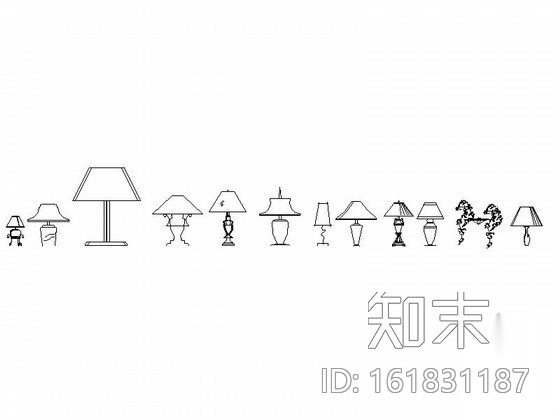 各式灯饰CAD图块下载cad施工图下载【ID:161831187】