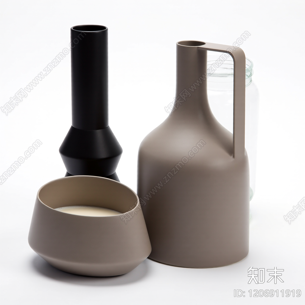 组合陶瓷装饰器皿3D模型下载【ID:1206911919】