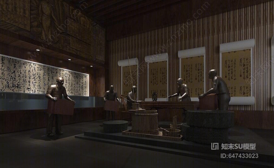 中式茶文化馆SU模型下载【ID:647433023】