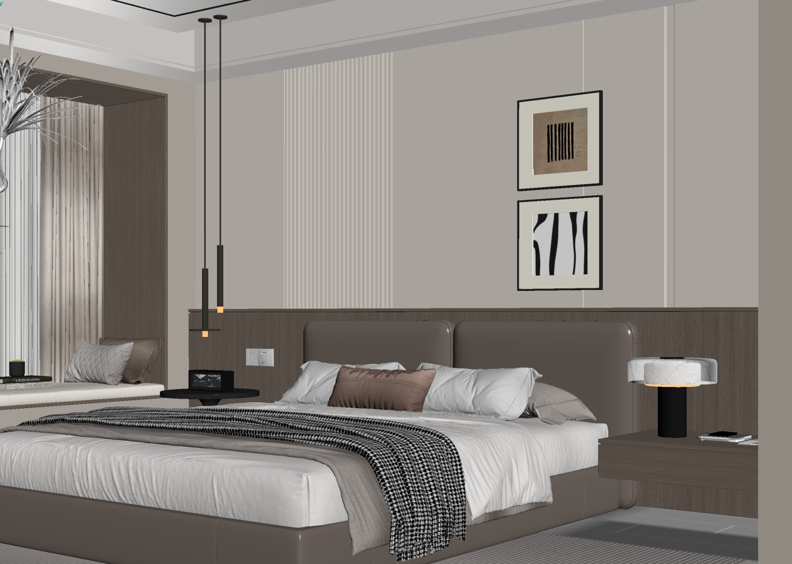 现代酒店客房3D模型下载【ID:1214845971】