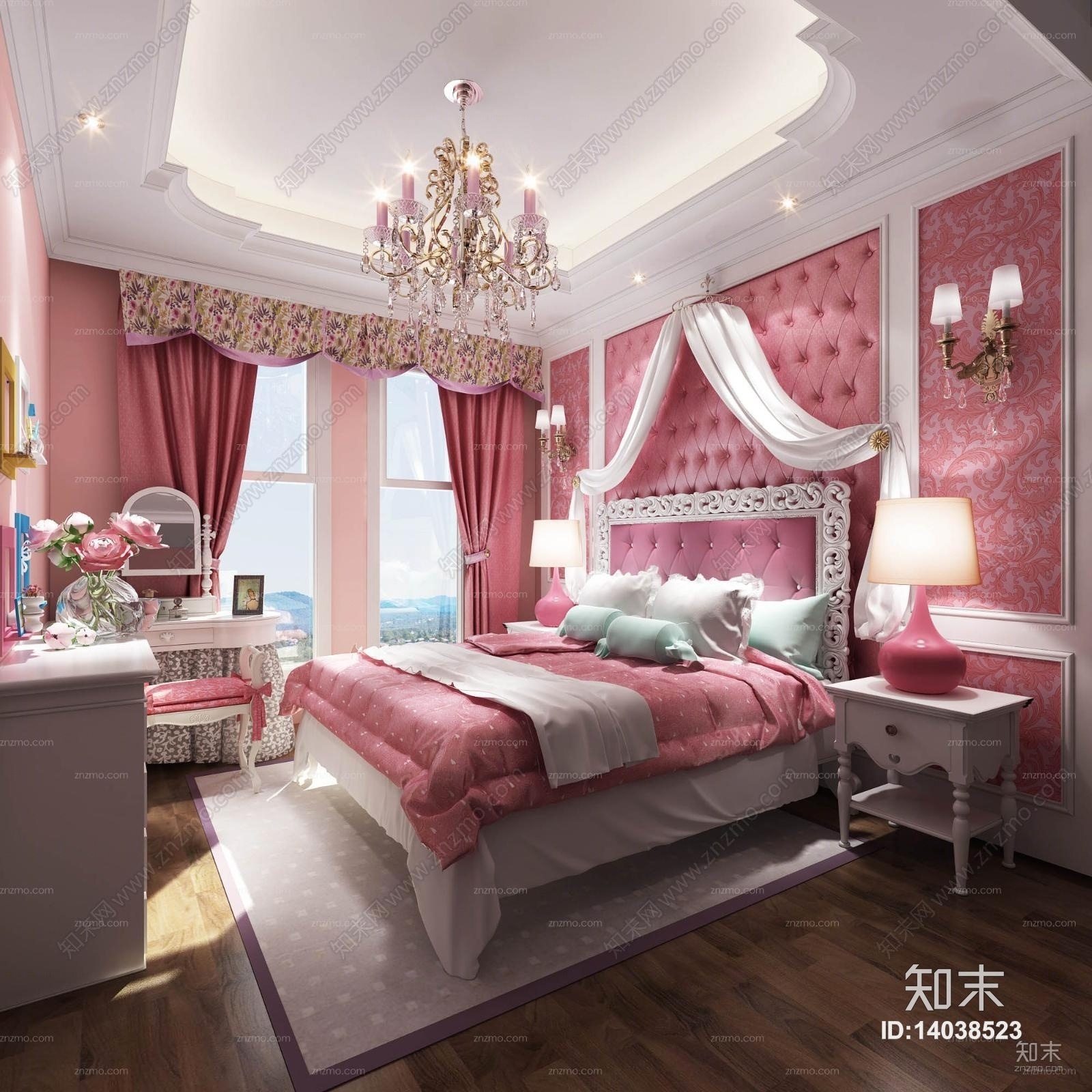 欧式粉色公主3D模型下载【ID:14038523】