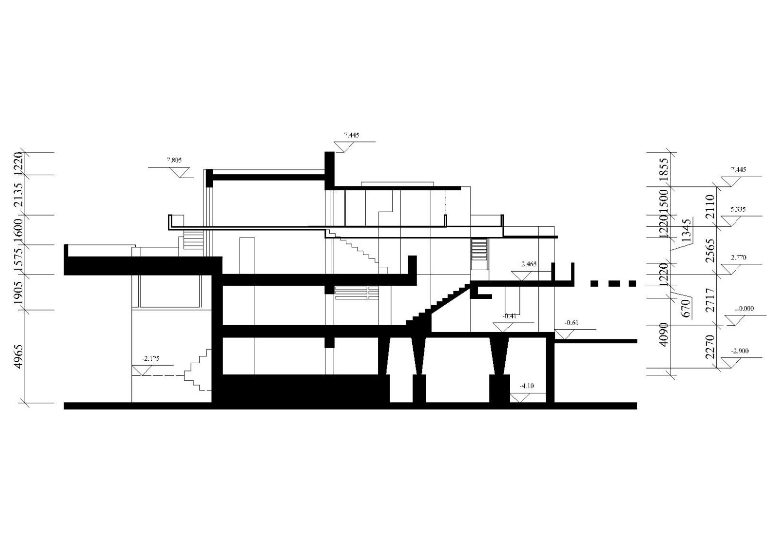 赖特流水别墅建筑施工图（CAD）cad施工图下载【ID:151388113】