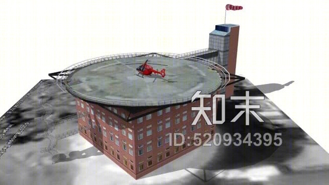 heliport大厦、P9、用卡罗林斯卡学院的直升机。SU模型下载【ID:520934395】