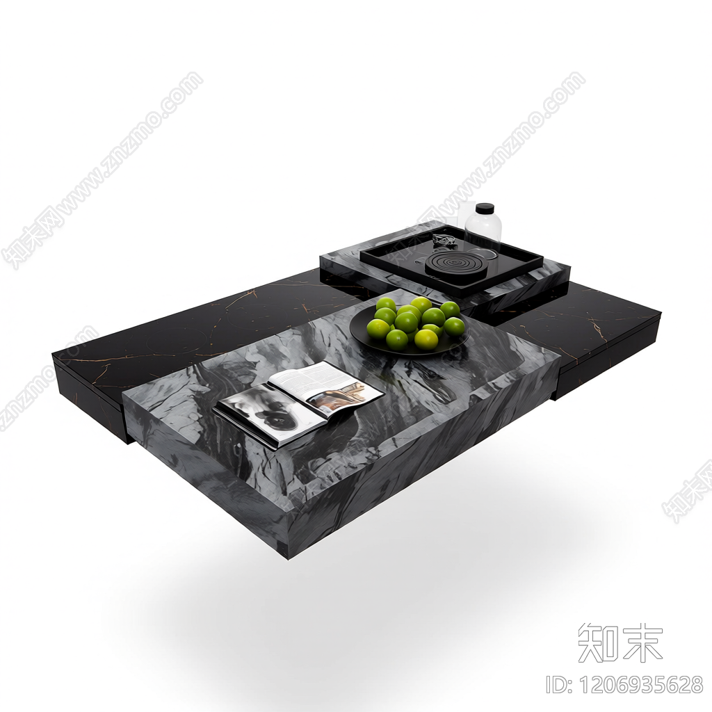 大理石茶几组合3D模型下载【ID:1206935628】