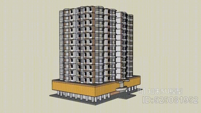 住宅广场，平地。现代公寓SU模型下载【ID:525081952】
