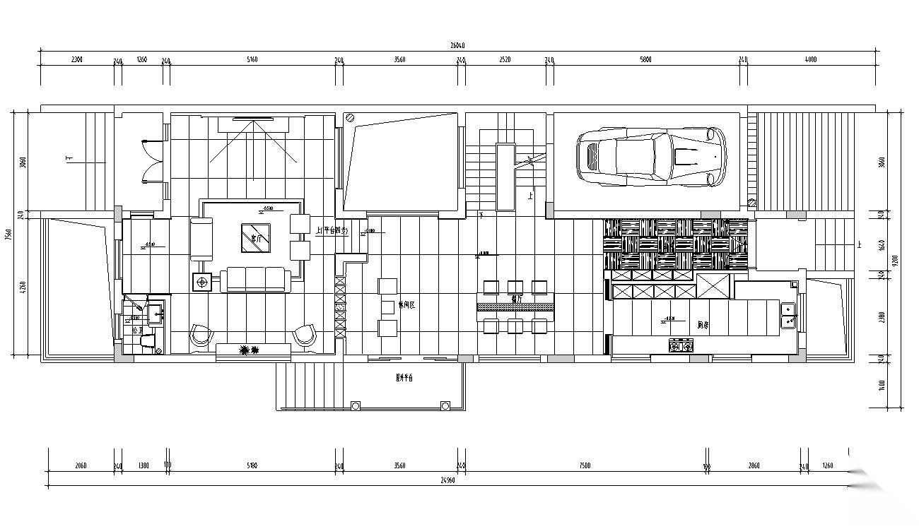 复式现代简约别墅室内装饰施工图+效果图cad施工图下载【ID:160060126】