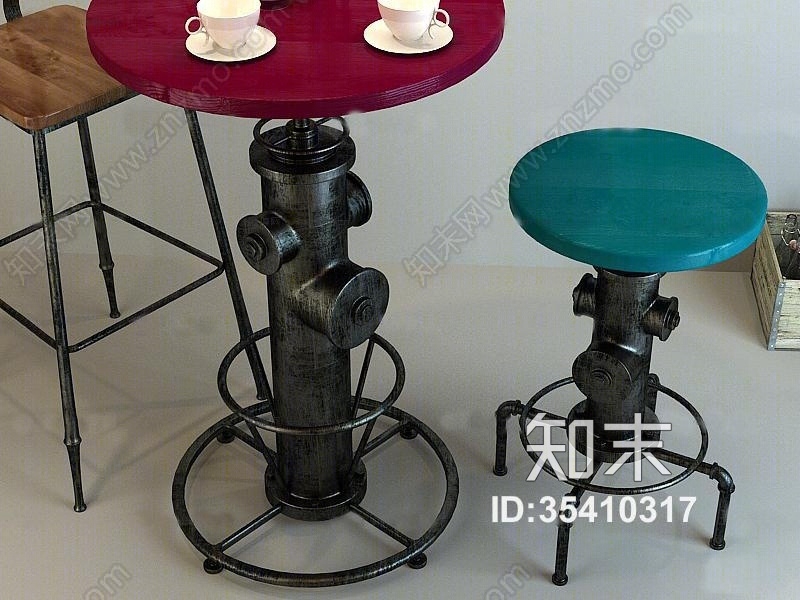 工业风吧台椅3D模型下载【ID:35410317】