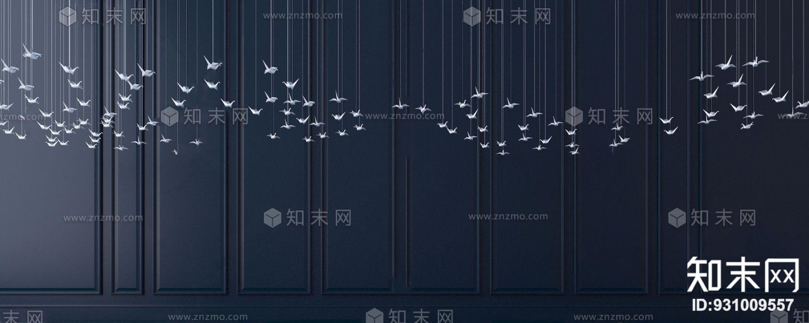 现代千纸鹤装饰灯3D模型下载【ID:931009557】