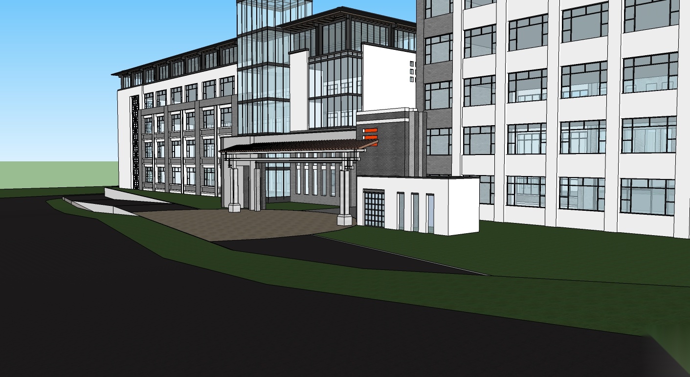 青岛盲人学校建筑设计SU精模型cad施工图下载【ID:166065192】