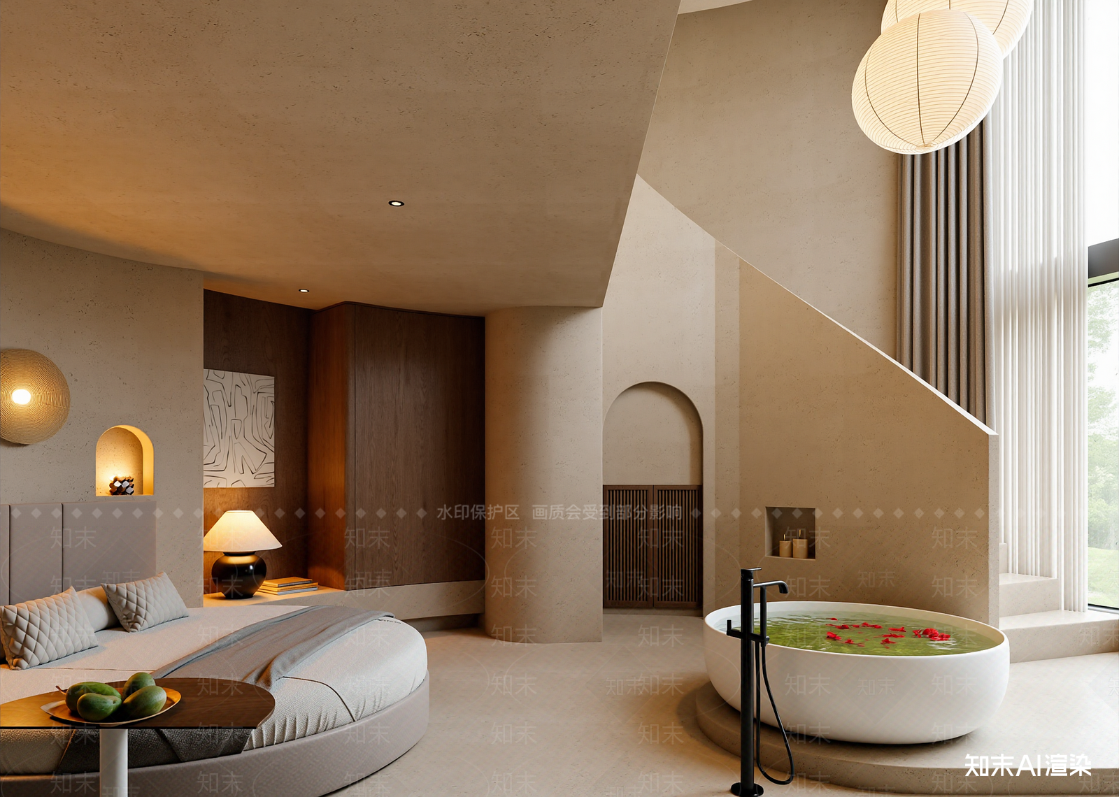 侘寂酒店客房3D模型下载【ID:1215046375】