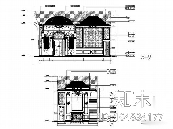 [上海]豪华古典二层别墅欧式风格样板房装修图（含效果图...cad施工图下载【ID:164834177】