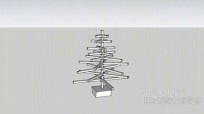 艺术树白色扫描设计SU模型下载【ID:125115629】