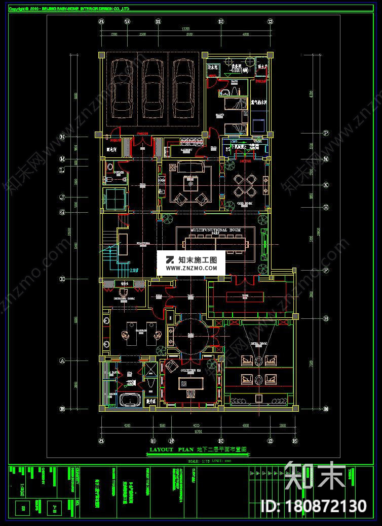 最新法式浪漫别墅室内CAD施工图cad施工图下载【ID:180872130】