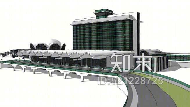 世纪中叶现代机场航站楼SU模型下载【ID:521228725】