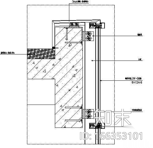 半隐框幕墙封顶大样cad施工图下载【ID:166353101】
