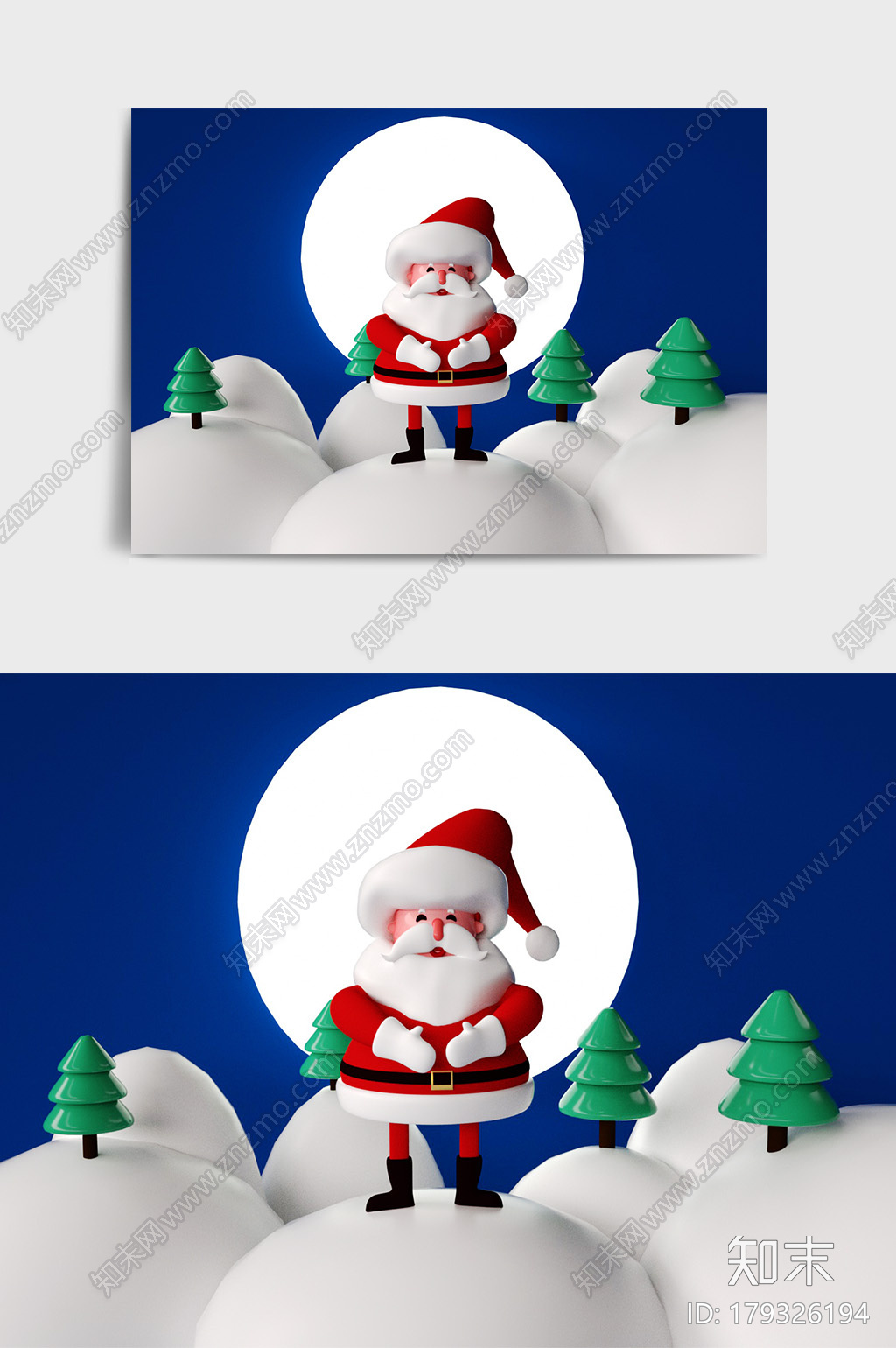 红白色C4D卡通风格圣诞老人IP形象CG模型下载【ID:179326194】