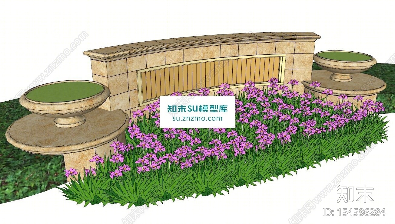 小区景墙SU模型下载【ID:154586284】