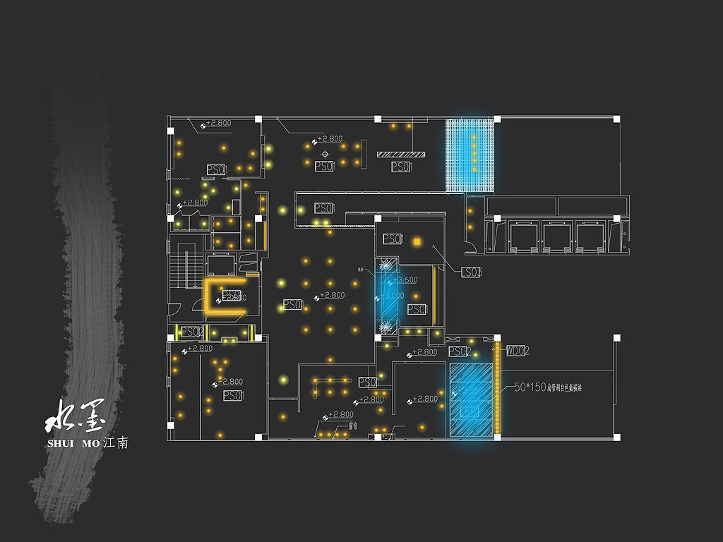 新中式风格水墨江南套房施工图设计（CAD+效果图）cad施工图下载【ID:534034460】