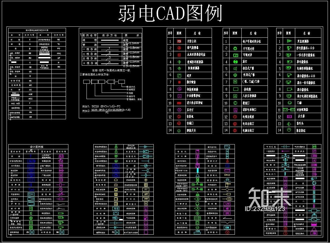 弱电CAD图例施工图下载【ID:232986123】