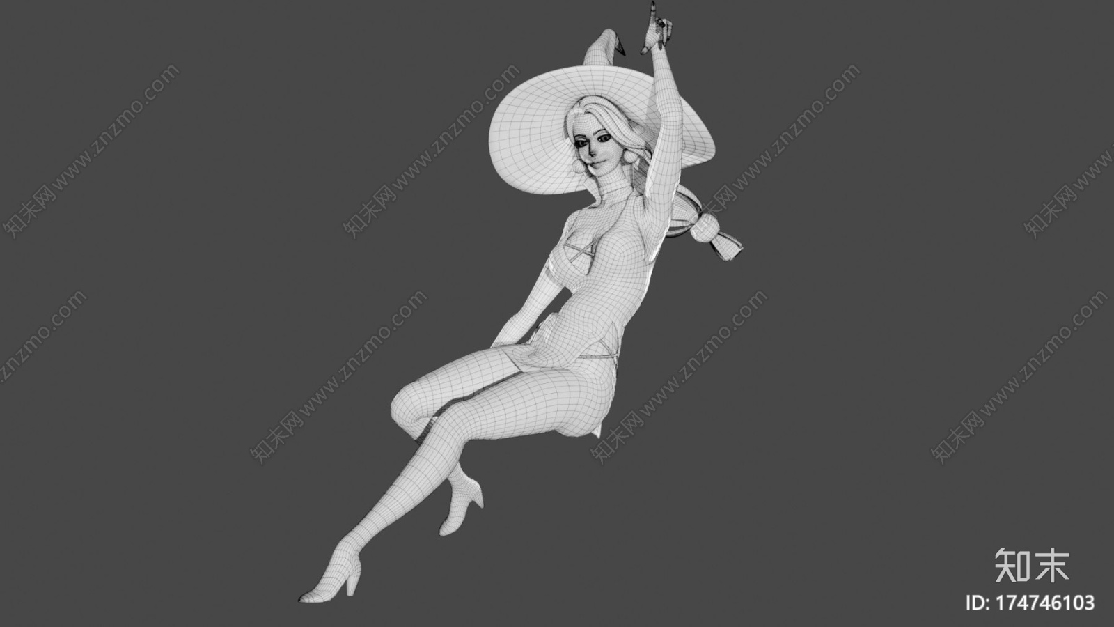 女巫-搅拌机充分操纵字符3DCG模型下载【ID:174746103】