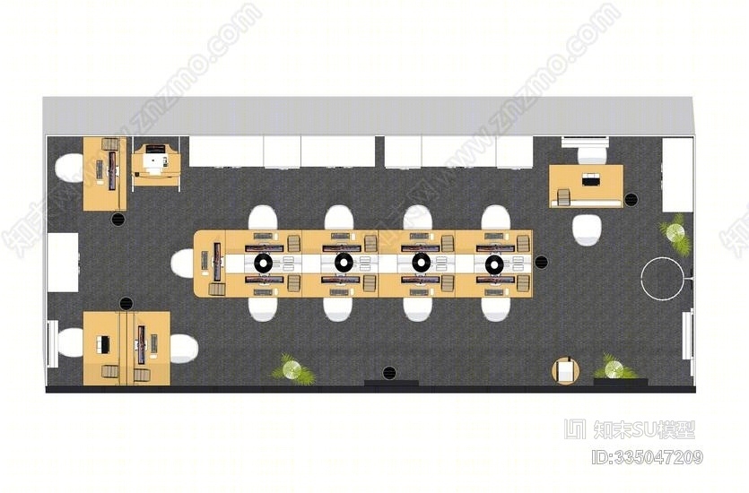 现代办公室室内设计SU模型下载【ID:335047209】