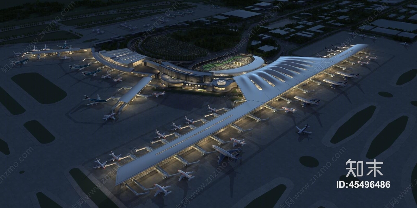 飞机场3D模型下载【ID:45496486】