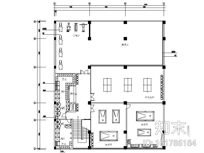 600平米健身中心装饰设计图cad施工图下载【ID:161786184】