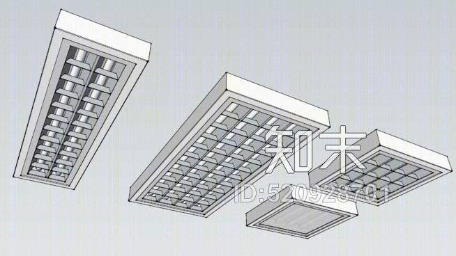 荧光灯具SU模型下载【ID:520928701】