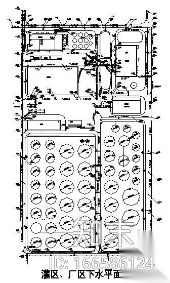 江苏省某厂区给排水总图与电缆沟图纸cad施工图下载【ID:166586124】