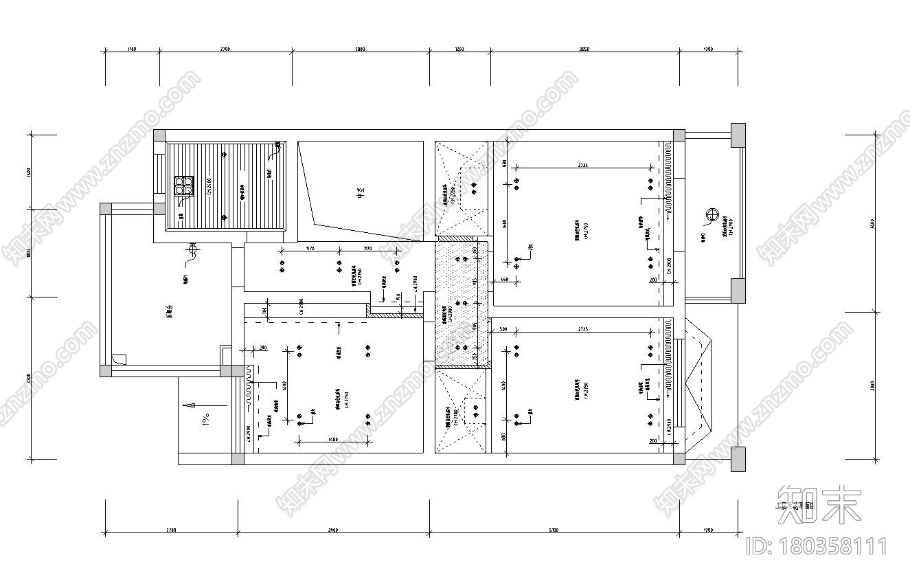 新古典风格3层二居室别墅装修施工图设计施工图下载【ID:180358111】