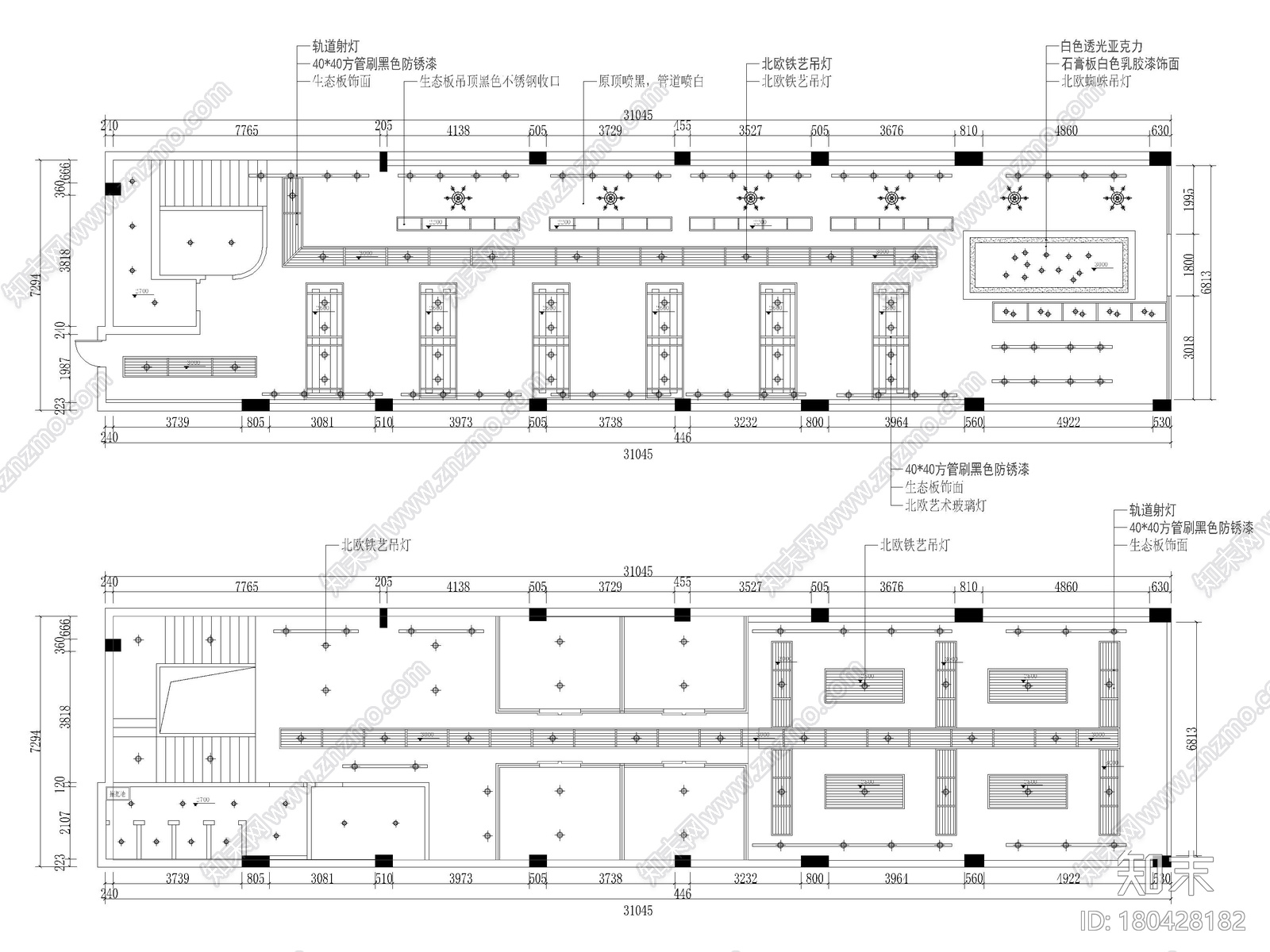 ​[贵州]436㎡工业风网咖室内装修施工图施工图下载【ID:180428182】