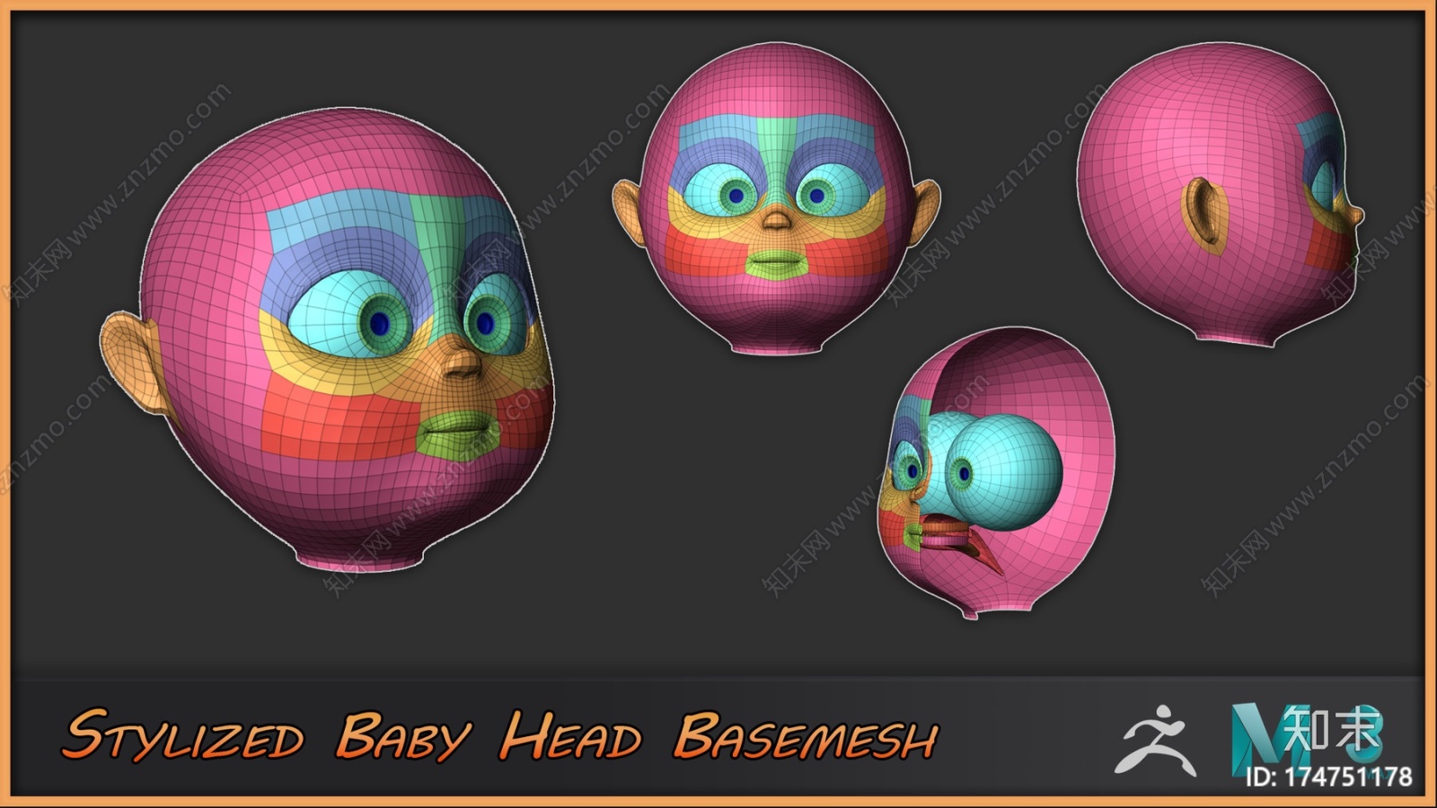 程式化的婴儿头BasemeshCG模型下载【ID:174751178】