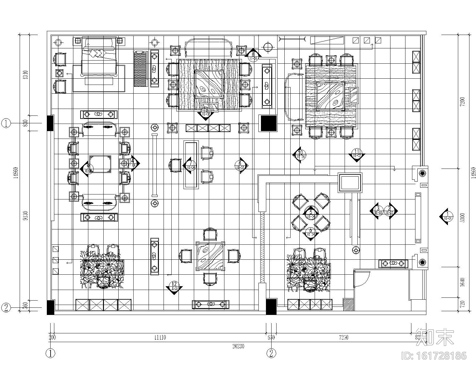 北京大家之家室内装修施工图设计（附效果图）cad施工图下载【ID:161728186】