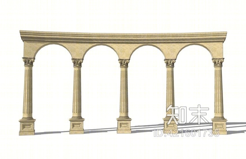 欧式罗马柱拱门SU模型下载【ID:421601735】