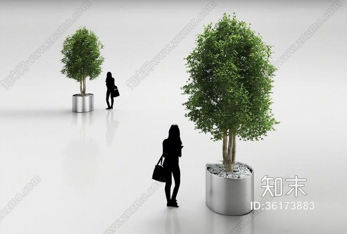 现代绿植盆栽3D模型下载【ID:36173883】