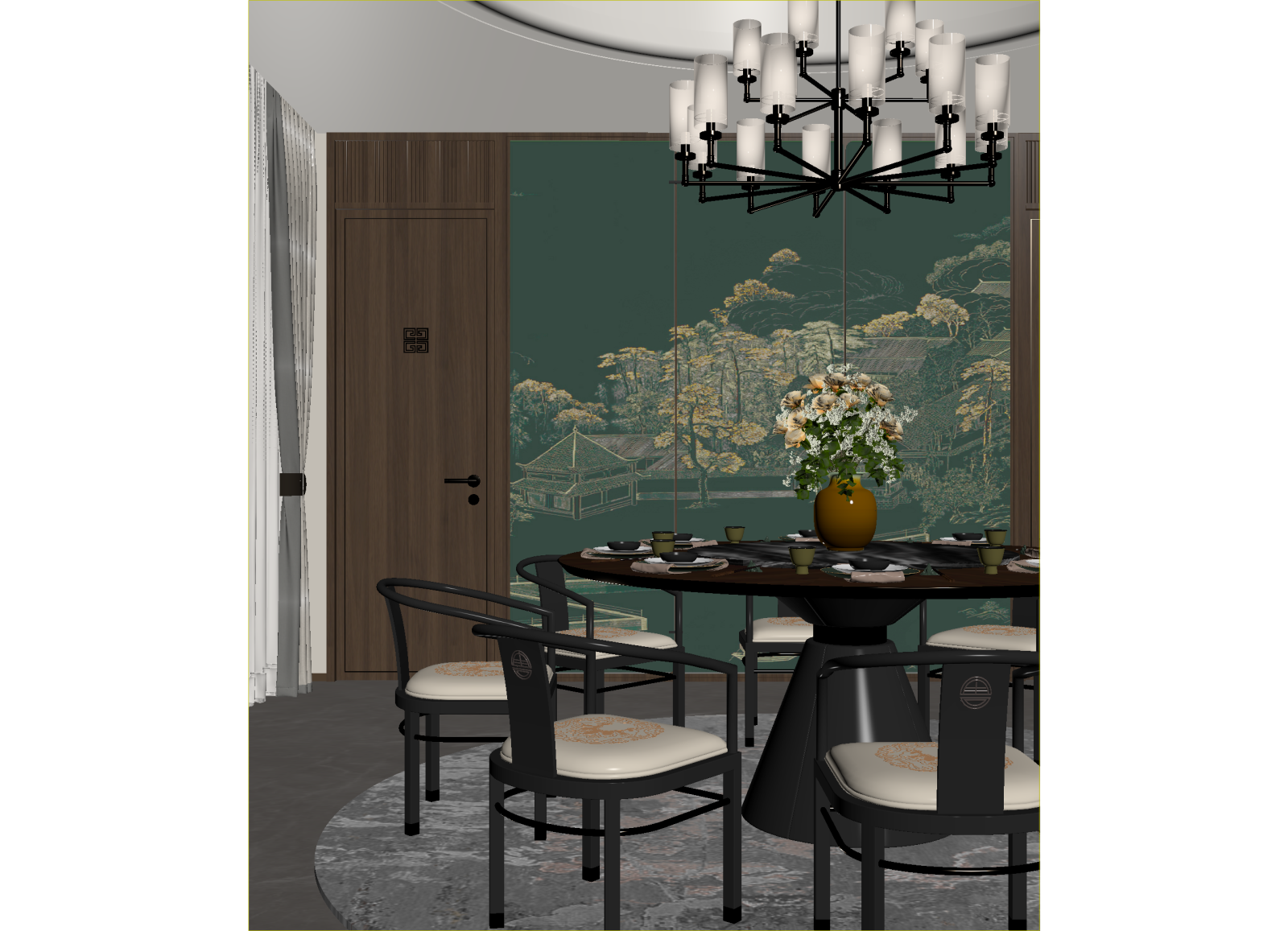 新中式包厢3D模型下载【ID:1214999359】